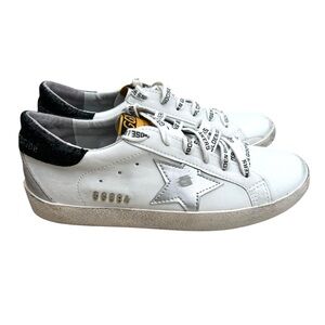 🆕 Golden Goose Super Star Sneakers White Leather Glitter Women’s